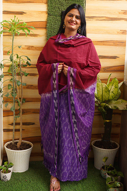 IKKAT Purple mehroon cotton ikkat suit