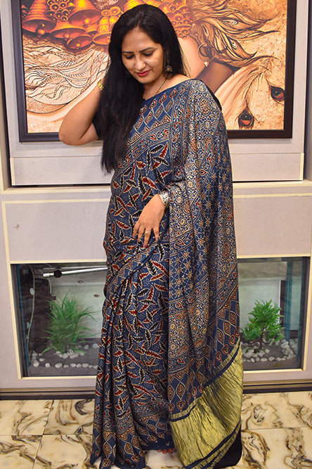 Blue Modal Saree Lakripatta