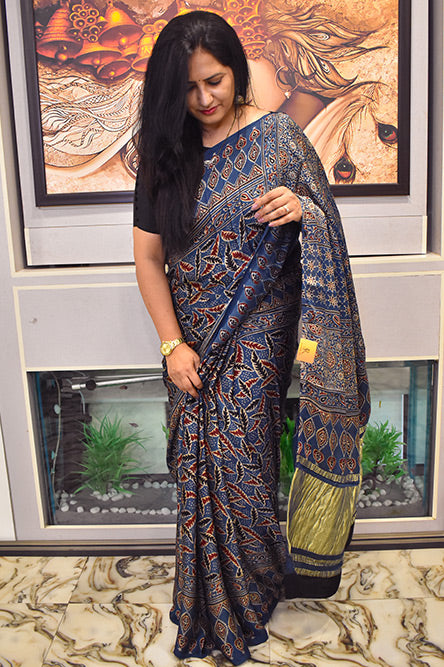 Blue Modal Saree Lakripatta