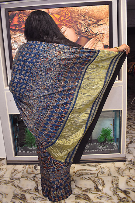 Blue Modal Saree Lakripatta