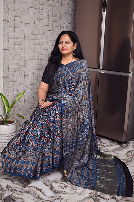 Blue Modal Saree Lakripatta