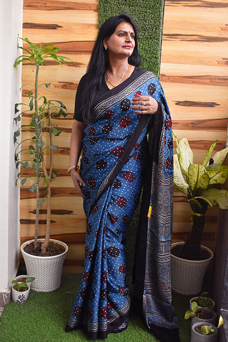 Blue Modal With Red Black Polka Dots