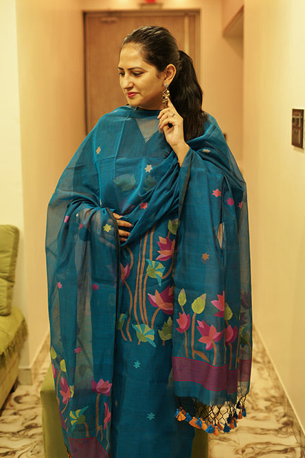 Blue Pure Jamdani Suit