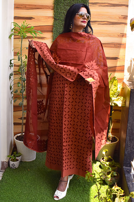 Brown Applique Suit