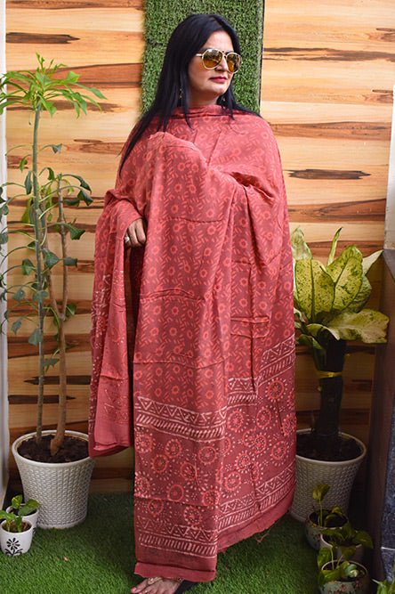 Brown Round Print Cotton Suit
