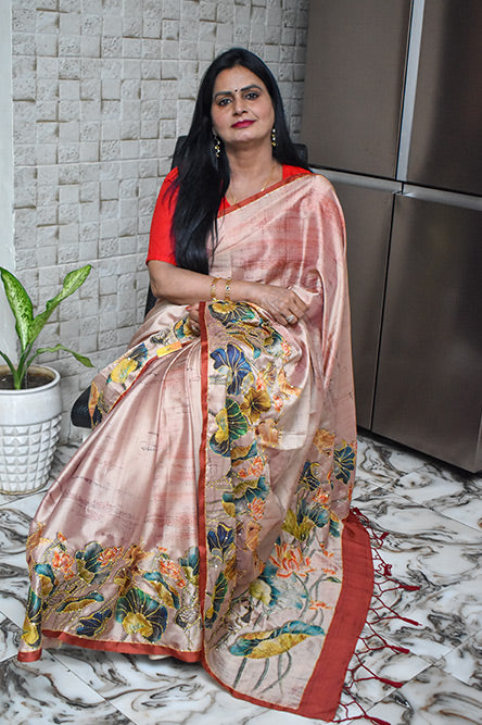 Brown Tussar With Katha