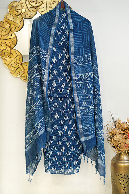 Indigo 3 pc Linen Suit Set