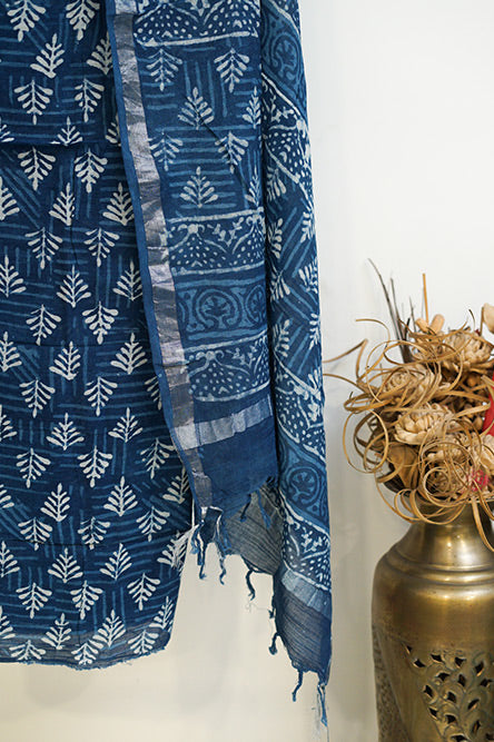 Indigo 3 pc Linen Suit Set