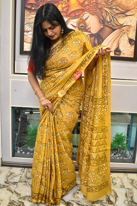ITALIAN SILK BAGRU PRINT Saree