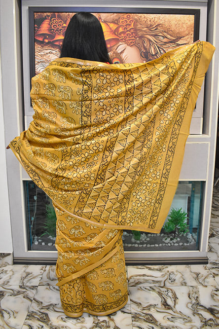 ITALIAN SILK BAGRU PRINT Saree