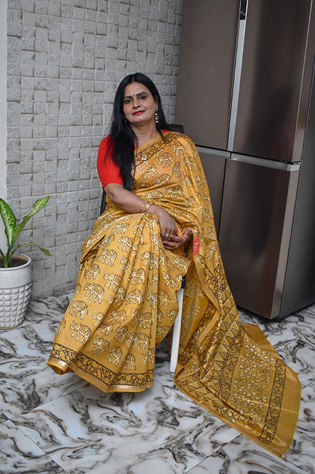 ITALIAN SILK BAGRU PRINT Saree