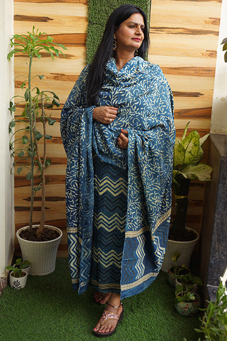 Light Indigo Dual Shade Cotton Suit