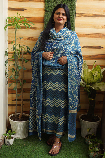 Light Indigo Dual Shade Cotton Suit