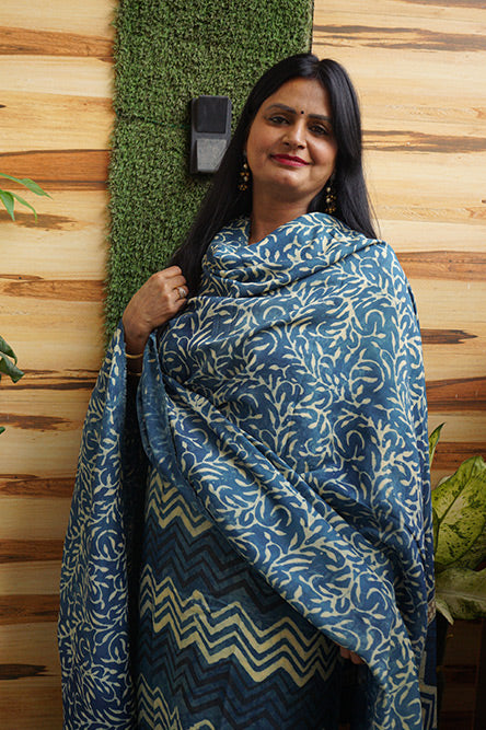 Light Indigo Dual Shade Cotton Suit