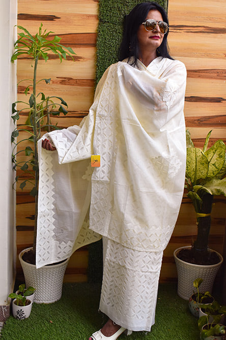 Off White Applique Suit