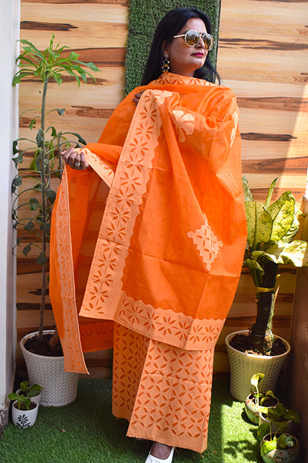 Orange Applique Suit
