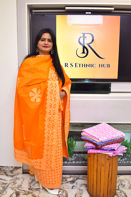 Orange Applique Suit