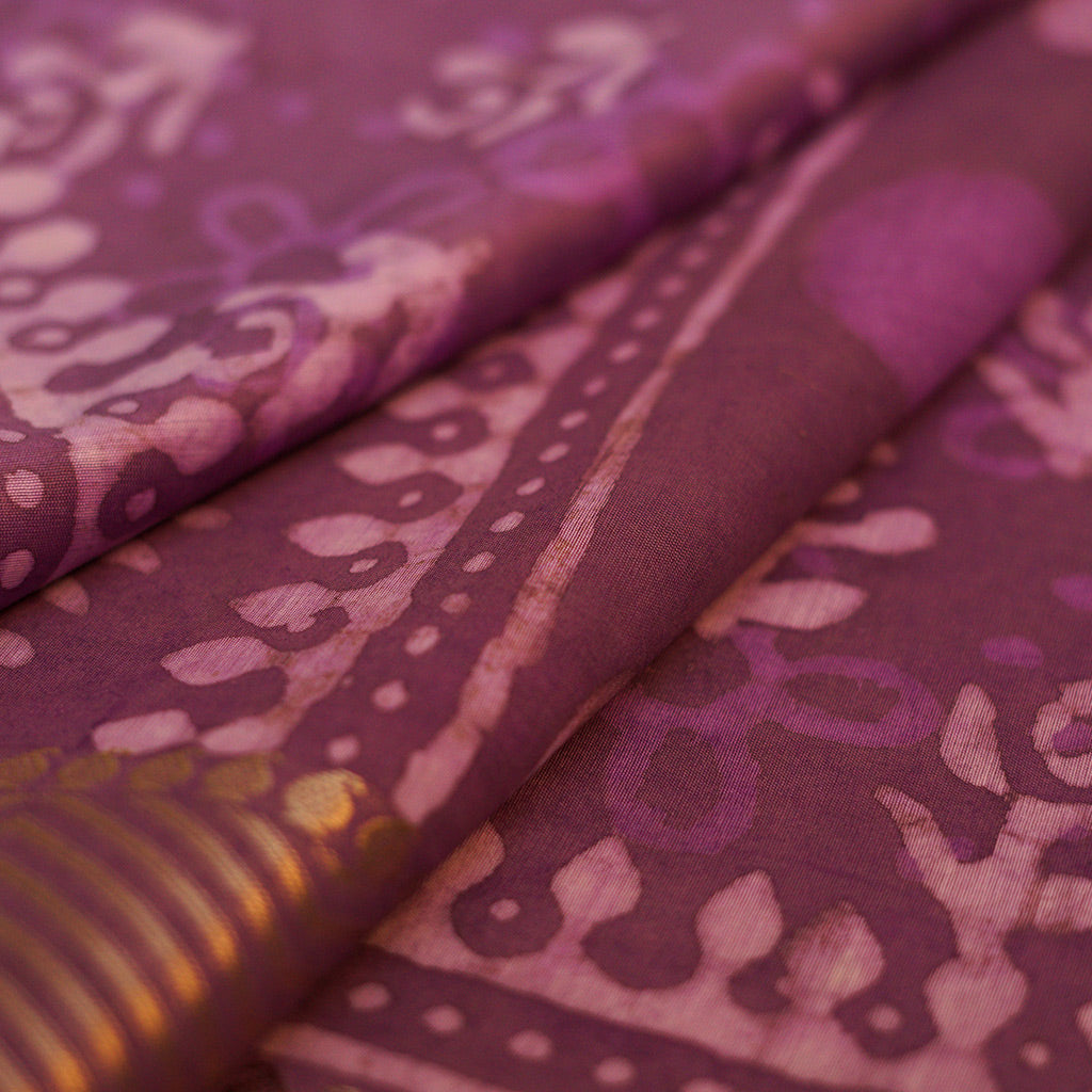 PurpleCotton Saree in Block Print