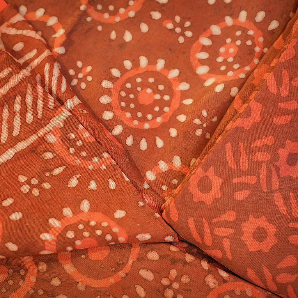 Rust Colour Cotton Modal Suit in Block Print