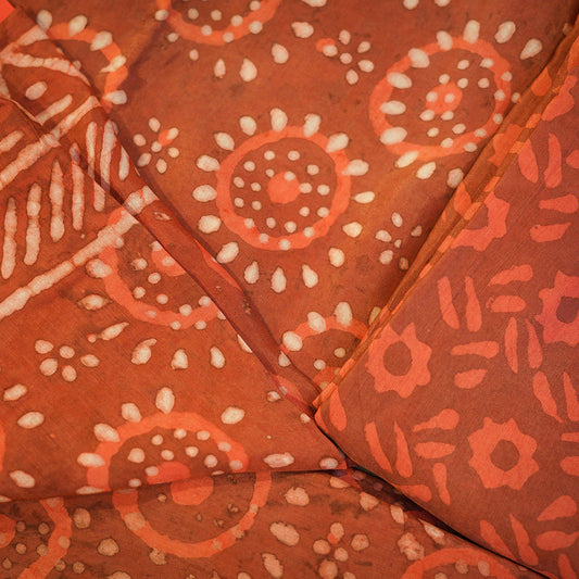 Rust Colour Cotton Modal Suit in Block Print