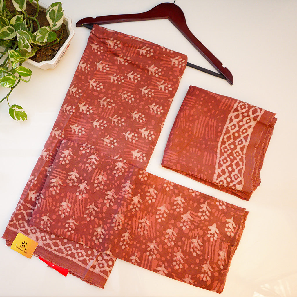 Rust Colour Cotton handloom Suit