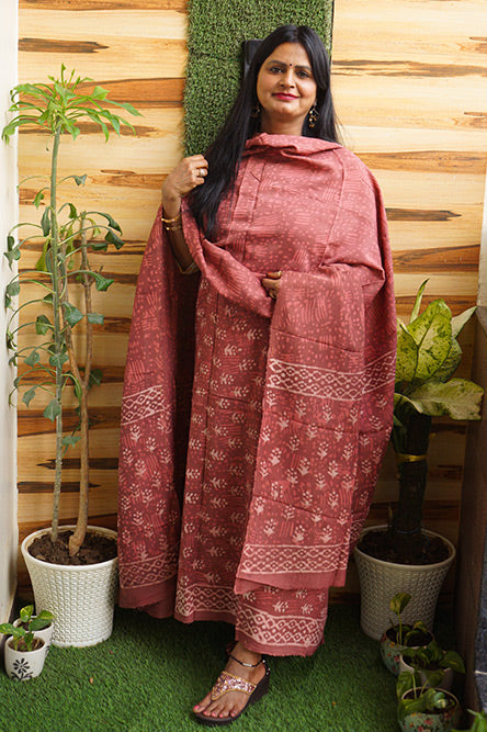 Rust Colour Cotton handloom Suit