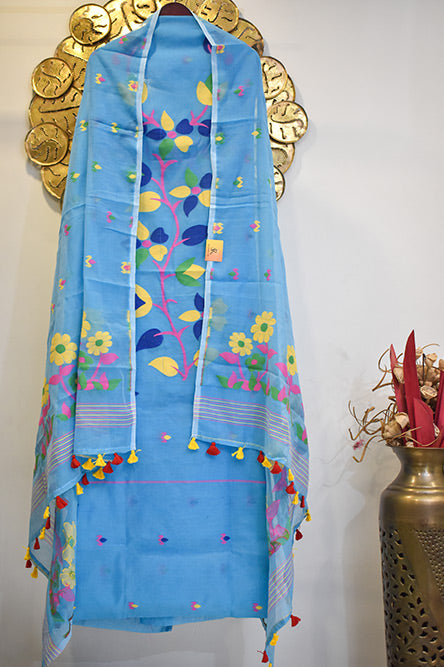 Light Blue Cotton Jamdani Suit