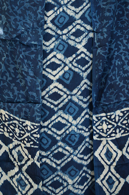 Indigo blue handblock print cotton suit