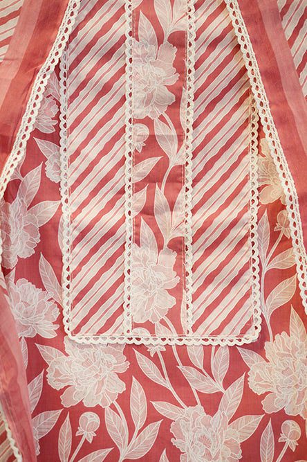 Pink and White Cotton Suit With Dotted Cotton Dupatta