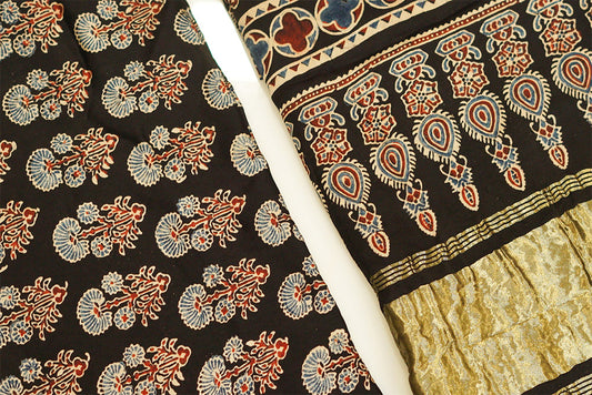 Black Modal Suit With Flower Print