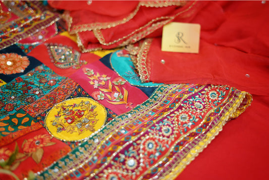 Pink Crepe Suit with Chiffon Dupatta in Sequence Work