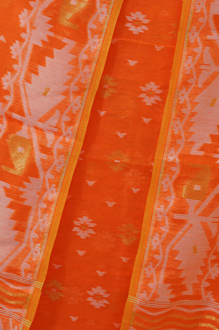 JAMDANI Orange cotton jaquard jamdani suit