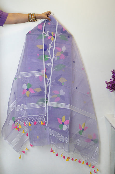 JAMDANI Lavender jamdani suit pure
