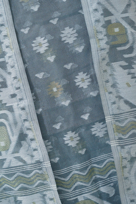 JAMDANI Grey cotton jaquard jamdani suit
