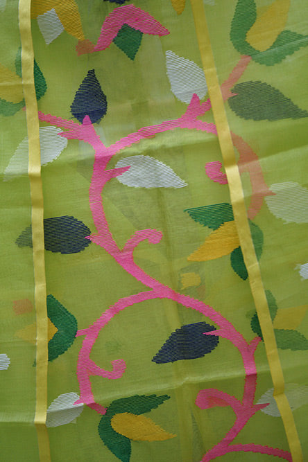 JAMDANI Neon green jamdani suit