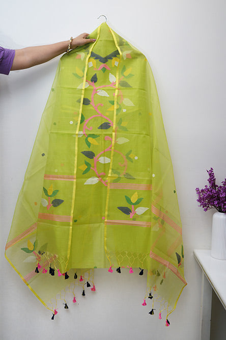 JAMDANI Neon green jamdani suit