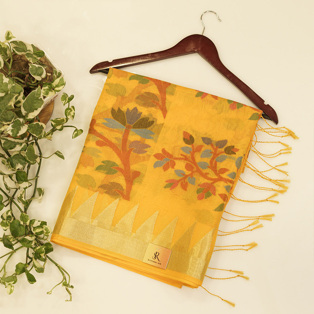 Sky blue cotton handloom with thread weaving