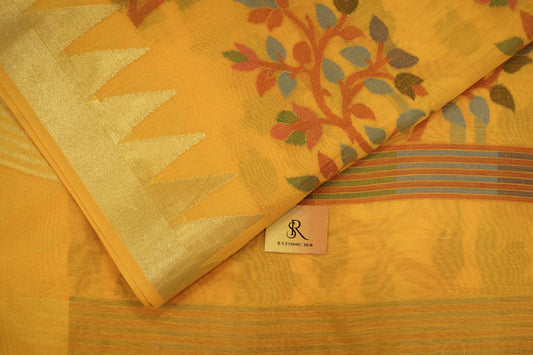 Sky blue cotton handloom with thread weaving