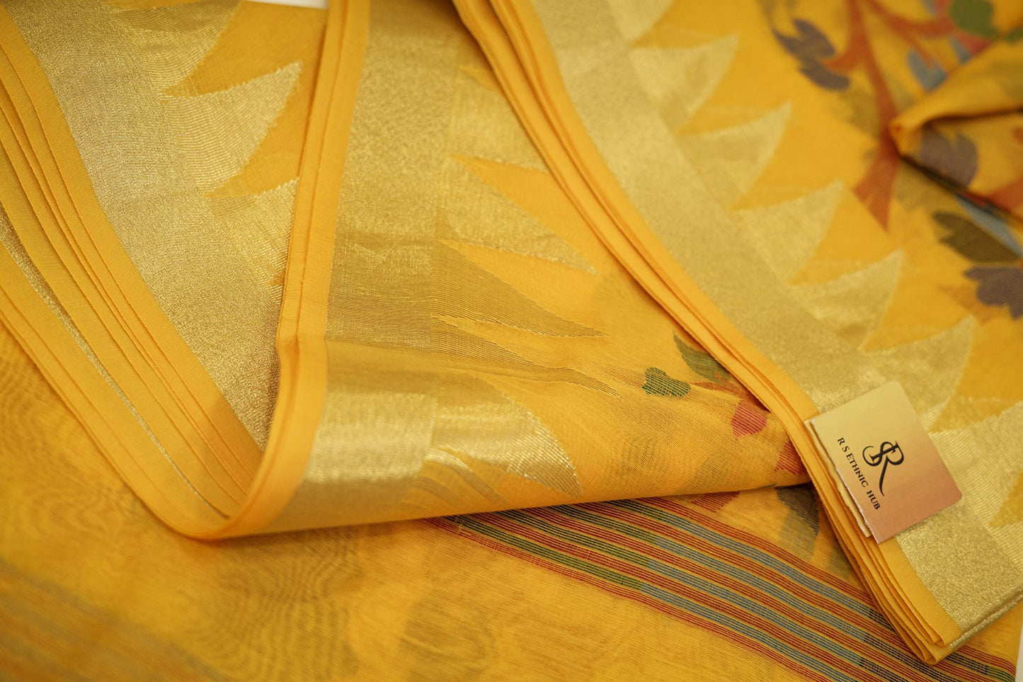 Sky blue cotton handloom with thread weaving