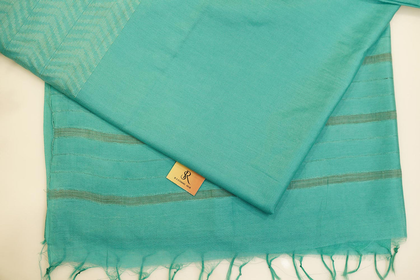 sky blue cotton handloom with thread weaving