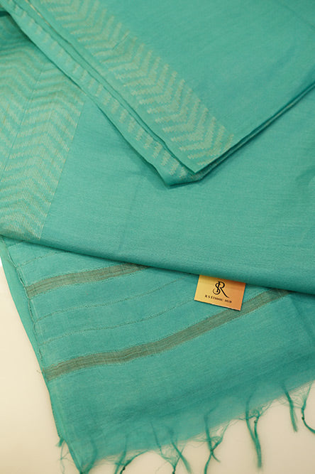 sky blue cotton handloom with thread weaving