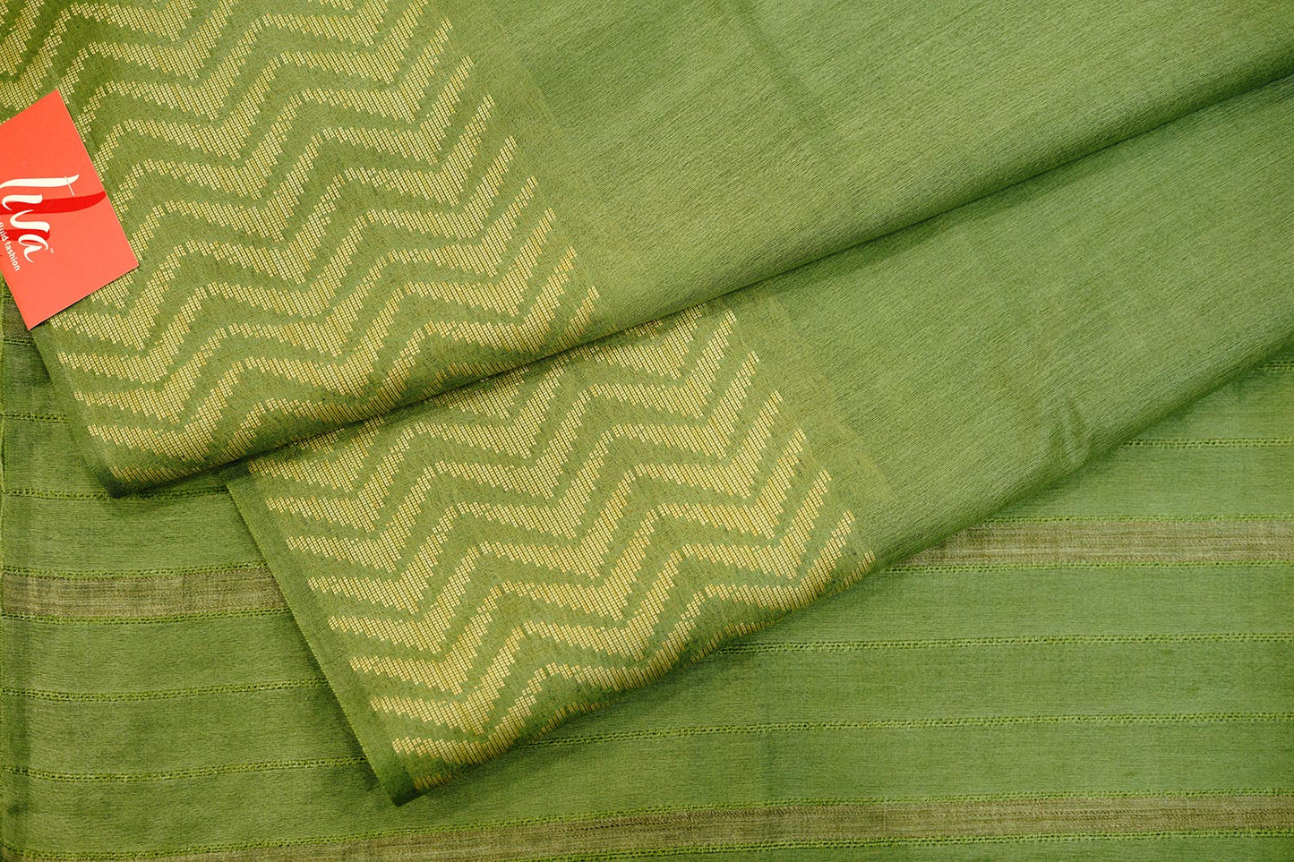 Olive green cotton handloom with thread weaving