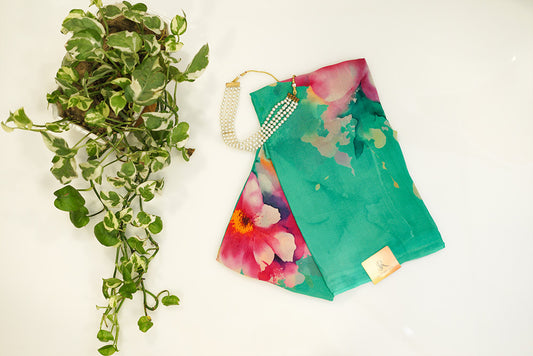 Light Green Chiffon Saree in digital print