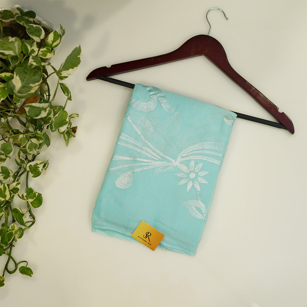 Light blue Chiffon saree with sparkle paint