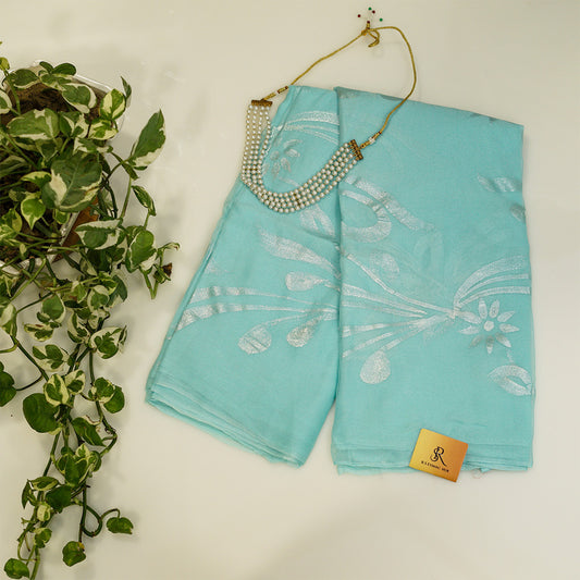 Light blue Chiffon saree with sparkle paint