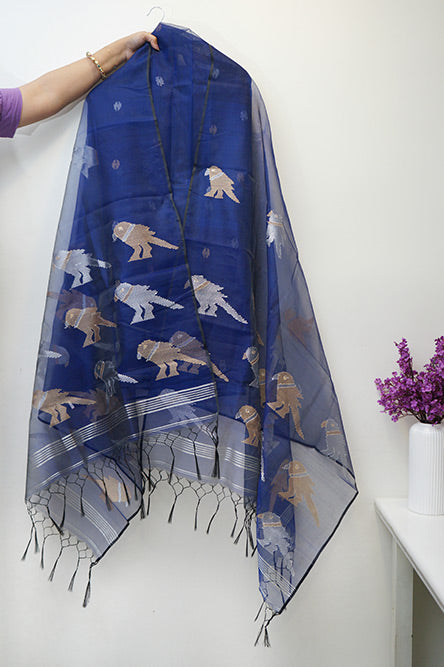 JAMDANI Navy blue jamdani bird