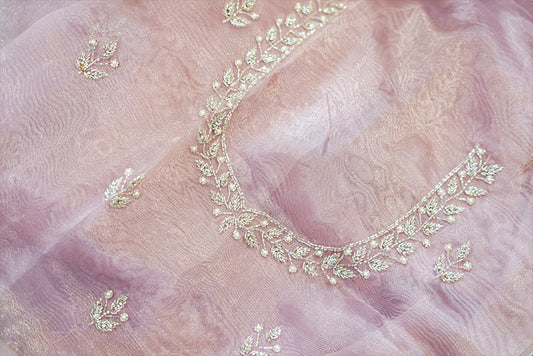 light pink organza with silver embroidery with embroidered blouse