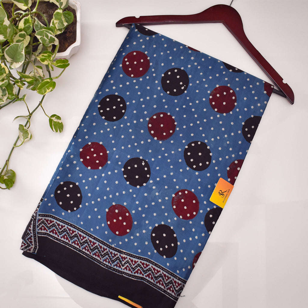 Blue Modal With Red Black Polka Dots