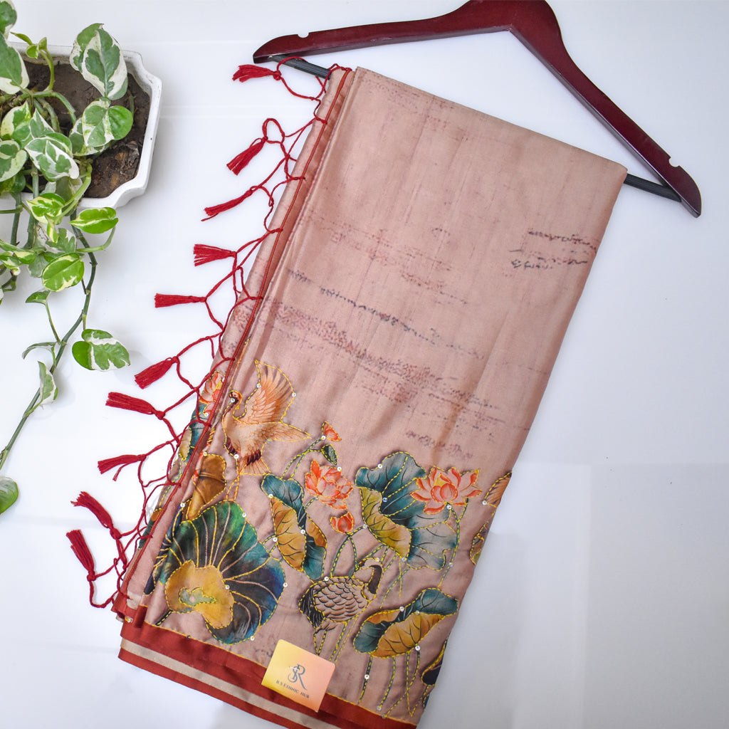 Brown Tussar With Katha