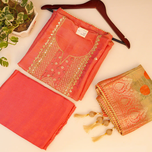 Peach Green Tissue Suit